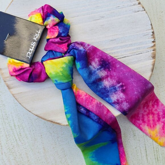 Ana Accessories ✦ Tie-Dye Hair Scrunchie ✦ Ribbon Scarf Ponytail Holder NWT - Picture 4 of 7